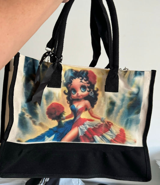 Large sublimated canvas tote bag